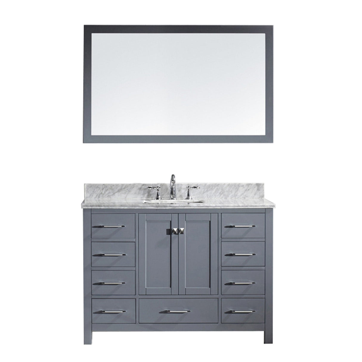 Virtu USA Caroline Avenue 48" Single Bath Vanity with Marble Top and Square Sink with Polished Chrome Faucet and Mirror - Luxe Bathroom Vanities