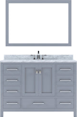 Virtu USA Caroline Avenue 48" Single Bath Vanity with Marble Top and Square Sink with Brushed Nickel Faucet and Mirror - Luxe Bathroom Vanities