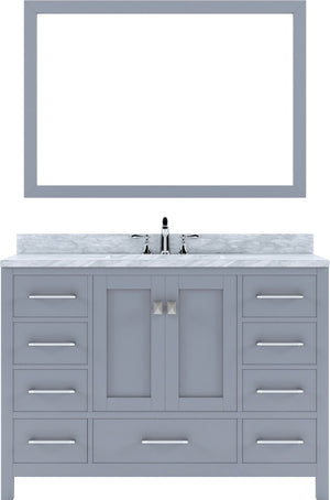 Virtu USA Caroline Avenue 48" Single Bath Vanity with Marble Top and Square Sink with Brushed Nickel Faucet and Mirror - Luxe Bathroom Vanities