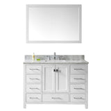 Virtu USA Caroline Avenue 48" Single Bath Vanity with Marble Top and Square Sink with Polished Chrome Faucet and Mirror - Luxe Bathroom Vanities