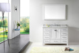 Virtu USA Caroline Avenue 48" Single Bath Vanity with White Marble Top and Square Sink with Matching Mirror