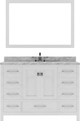 Virtu USA Caroline Avenue 48" Single Bath Vanity with Marble Top and Square Sink with Brushed Nickel Faucet and Mirror - Luxe Bathroom Vanities