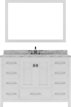 Virtu USA Caroline Avenue 48" Single Bath Vanity with Marble Top and Square Sink with Brushed Nickel Faucet and Mirror - Luxe Bathroom Vanities