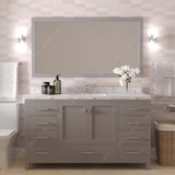 Virtu USA Caroline Avenue 60" Single Bath Vanity with Cultured Marble Quartz Top and Round Sink with Matching Mirror