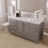 Virtu USA Caroline Avenue 60" Single Bath Vanity with Cultured Marble Quartz Top and Round Sink with Matching Mirror