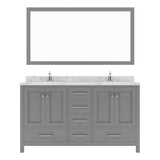 Virtu USA Caroline Avenue 60" Double Bath Vanity with White Quartz Top and Round Sinks with Polished Chrome Faucets with Matching Mirror - Luxe Bathroom Vanities