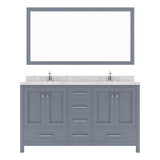 Virtu USA Caroline Avenue 60" Double Bath Vanity with White Quartz Top and Round Sinks with Brushed Nickel Faucets with Matching Mirror - Luxe Bathroom Vanities