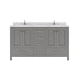 Virtu USA Caroline Avenue 60" Double Bath Vanity with White Quartz Top and Square Sinks - Luxe Bathroom Vanities