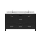 Virtu USA Caroline Avenue 60" Double Bath Vanity with White Quartz Top and Square Sinks with Matching Mirror