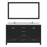Virtu USA Caroline Avenue 60" Double Bath Vanity with White Quartz Top and Square Sinks with Matching Mirror - Luxe Bathroom Vanities
