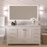 Virtu USA Caroline Avenue 60" Single Bath Vanity with Cultured Marble Quartz Top and Square Sink with Matching Mirror