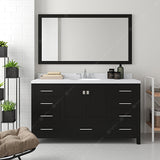 Virtu USA Caroline Avenue 60" Single Bath Vanity with White Quartz Top and Round Sink with Matching Mirror