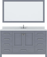 Virtu USA Caroline Avenue 60" Single Bath Vanity with Dazzle White Top and Round Sink with Mirror - Luxe Bathroom Vanities