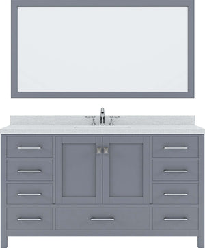 Virtu USA Caroline Avenue 60" Single Bath Vanity with Dazzle White Top and Round Sink with Mirror - Luxe Bathroom Vanities