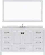 Virtu USA Caroline Avenue 60" Single Bath Vanity with Dazzle White Top and Round Sink with Mirror - Luxe Bathroom Vanities