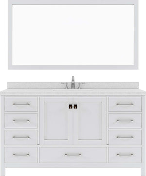 Virtu USA Caroline Avenue 60" Single Bath Vanity with Dazzle White Top and Round Sink with Mirror - Luxe Bathroom Vanities