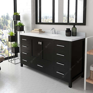 Virtu USA Caroline Avenue 60" Single Bath Vanity with White Quartz Top and Square Sink with Matching Mirror