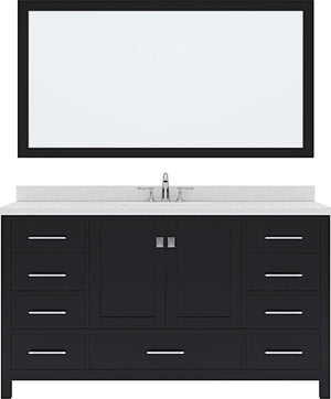 Virtu USA Caroline Avenue 60" Single Bath Vanity with Dazzle White Top and Square Sink with Mirror - Luxe Bathroom Vanities Luxury Bathroom Fixtures Bathroom Furniture