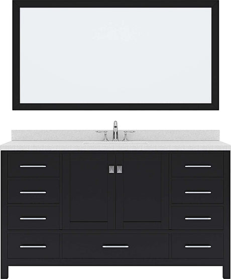 Virtu USA Caroline Avenue 60" Single Bath Vanity with Dazzle White Top and Square Sink with Mirror - Luxe Bathroom Vanities Luxury Bathroom Fixtures Bathroom Furniture
