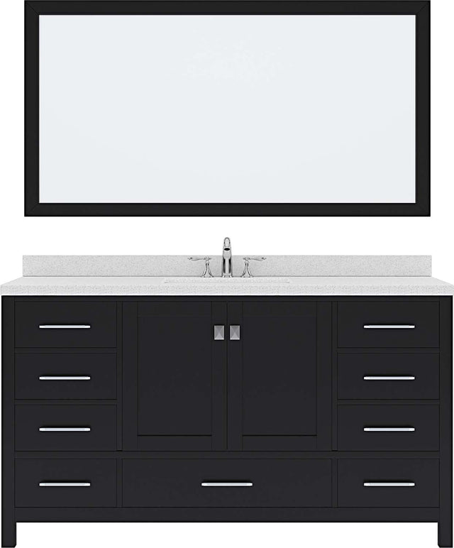Virtu USA Caroline Avenue 60" Single Bath Vanity with Dazzle White Top and Square Sink with Mirror - Luxe Bathroom Vanities Luxury Bathroom Fixtures Bathroom Furniture