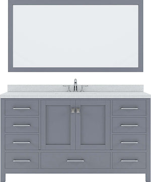 Virtu USA Caroline Avenue 60" Single Bath Vanity with Dazzle White Top and Square Sink with Mirror - Luxe Bathroom Vanities Luxury Bathroom Fixtures Bathroom Furniture