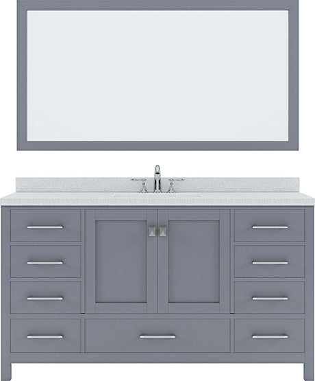 Virtu USA Caroline Avenue 60" Single Bath Vanity with Dazzle White Top and Square Sink with Mirror - Luxe Bathroom Vanities Luxury Bathroom Fixtures Bathroom Furniture