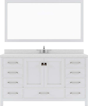 Virtu USA Caroline Avenue 60" Single Bath Vanity with Dazzle White Top and Square Sink with Mirror - Luxe Bathroom Vanities Luxury Bathroom Fixtures Bathroom Furniture
