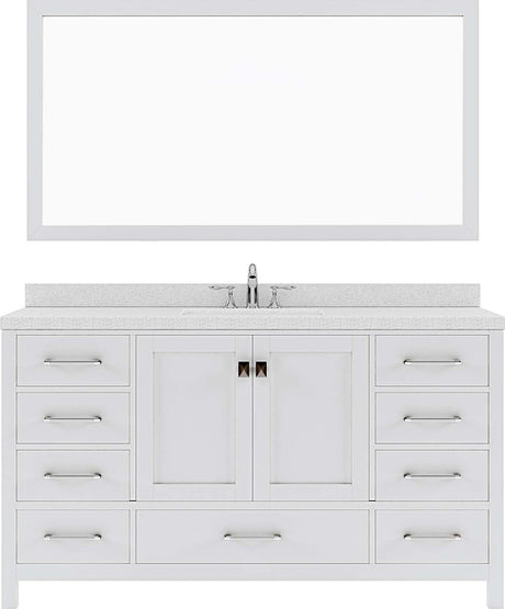 Virtu USA Caroline Avenue 60" Single Bath Vanity with Dazzle White Top and Square Sink with Mirror - Luxe Bathroom Vanities Luxury Bathroom Fixtures Bathroom Furniture