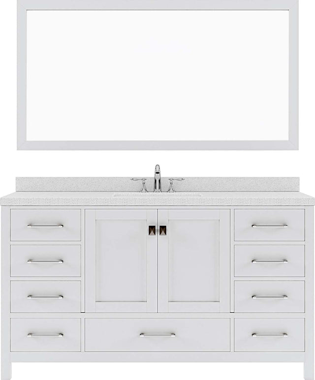 Virtu USA Caroline Avenue 60" Single Bath Vanity with Dazzle White Top and Square Sink with Mirror - Luxe Bathroom Vanities Luxury Bathroom Fixtures Bathroom Furniture