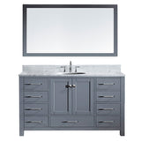 Virtu USA Caroline Avenue 60" Single Bath Vanity with Marble Top and Round Sink with Mirror - Luxe Bathroom Vanities