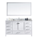 Virtu USA Caroline Avenue 60" Single Bath Vanity with Marble Top and Round Sink with Mirror - Luxe Bathroom Vanities