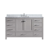 Virtu USA Caroline Avenue 60" Single Bath Vanity with White Marble Top and Square Sink with Matching Mirror