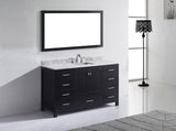 Virtu USA Caroline Avenue 60" Single Bath Vanity with White Marble Top and Square Sink with Matching Mirror