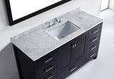 Virtu USA Caroline Avenue 60" Single Bath Vanity with White Marble Top and Square Sink with Matching Mirror