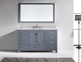 Virtu USA Caroline Avenue 60" Single Bath Vanity with White Marble Top and Square Sink with Matching Mirror