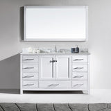 Virtu USA Caroline Avenue 60" Single Bath Vanity with White Marble Top and Square Sink with Matching Mirror