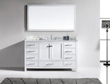 Virtu USA Caroline Avenue 60" Single Bath Vanity with White Marble Top and Square Sink with Matching Mirror