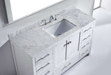 Virtu USA Caroline Avenue 60" Single Bath Vanity with White Marble Top and Square Sink with Matching Mirror