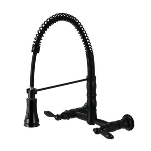 Heritage GS1240AL Wall Mount Pull-Down Sprayer Kitchen Faucet, Matte Black