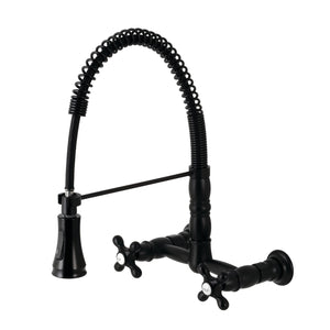 Heritage GS1240AX Wall Mount Pull-Down Sprayer Kitchen Faucet, Matte Black