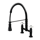 Heritage GS1270PX Two-Handle 2-Hole Deck Mount Pull-Down Sprayer Kitchen Faucet, Matte Black