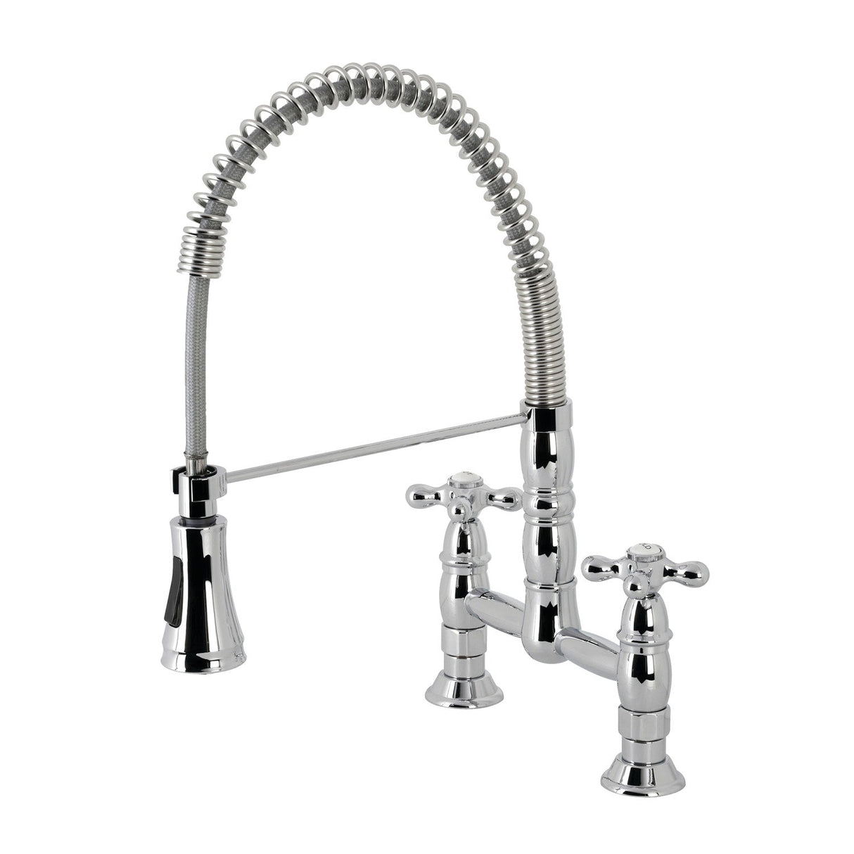 Heritage GS1271AX Two-Handle 2-Hole Deck Mount Pull-Down Sprayer Kitchen Faucet, Polished Chrome