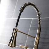 Heritage GS1273AL Two-Handle 2-Hole Deck Mount Pull-Down Sprayer Kitchen Faucet, Antique Brass