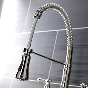 Heritage GS1276AL Two-Handle 2-Hole Deck Mount Pull-Down Sprayer Kitchen Faucet, Polished Nickel