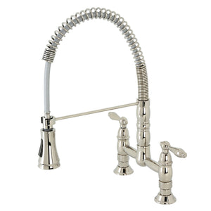 Heritage GS1276AL Two-Handle 2-Hole Deck Mount Pull-Down Sprayer Kitchen Faucet, Polished Nickel