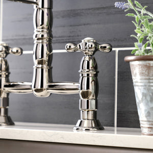 Heritage GS1276AX Two-Handle 2-Hole Deck Mount Pull-Down Sprayer Kitchen Faucet, Polished Nickel