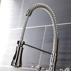 Heritage GS1276AX Two-Handle 2-Hole Deck Mount Pull-Down Sprayer Kitchen Faucet, Polished Nickel