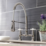 Heritage GS1276PX Two-Handle 2-Hole Deck Mount Pull-Down Sprayer Kitchen Faucet, Polished Nickel