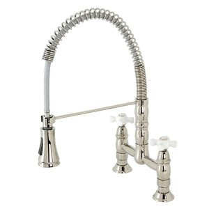 Heritage GS1276PX Two-Handle 2-Hole Deck Mount Pull-Down Sprayer Kitchen Faucet, Polished Nickel