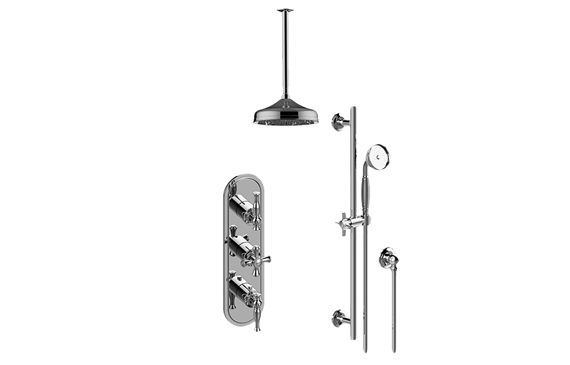 GRAFF Steelnox (Satin Nickel) M-Series Thermostatic Shower System - Shower with Handshower (Trim Only)  GS3.011WB-ALM22C3-SN-T